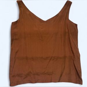Vintage Express Brown 100% Silk Sleeveless Blouse Size M